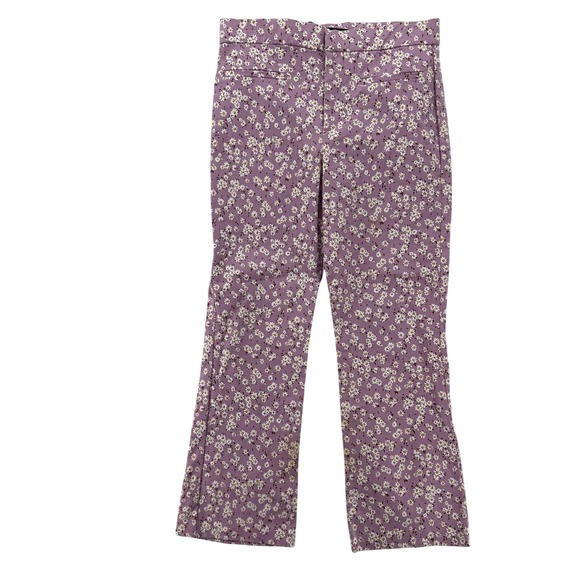 Zara Pants - Zara‎ Pants Womens Large Daisy Floral Bootcut Cropped Stretch Chinos NEW